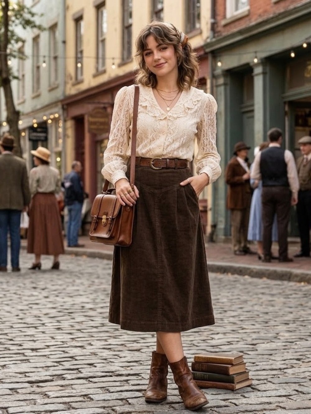 Malouf Dark Brown A-Line Corduroy Skirt, Vintage midi, fall wardrobe, Size small